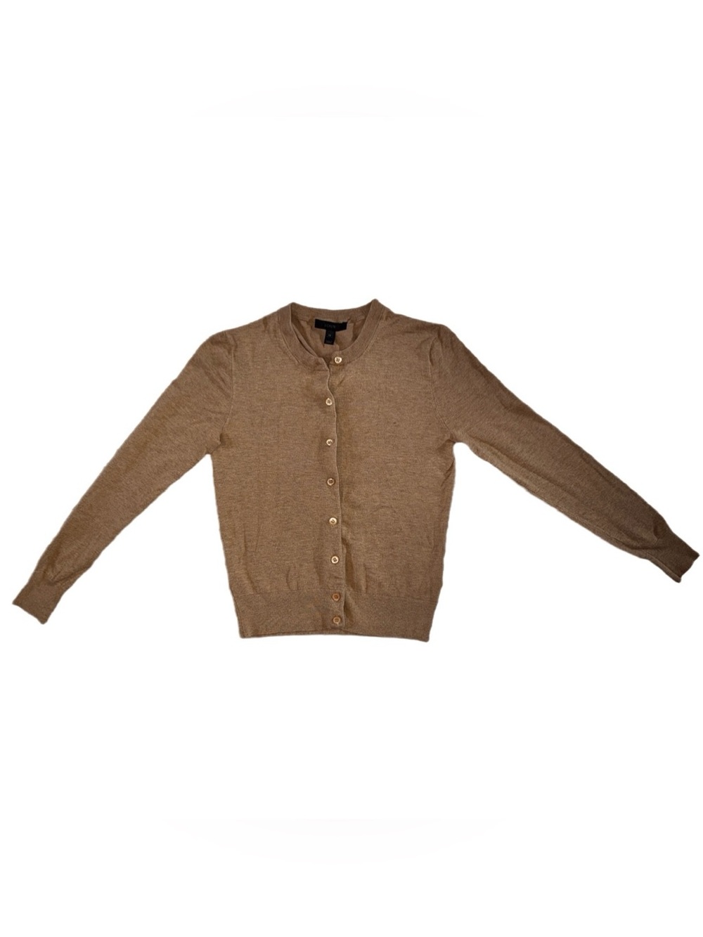 J Crew Jackie Cardigan Cotton Blend Camel Natural Size XS Excellent Condition
